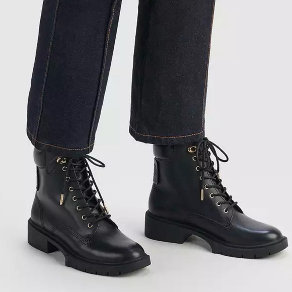 Coach Lorimer Black Leather Bootie Classic Military Combat Boot Size 8 New - Picture 5 of 13
